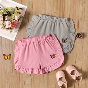 Toddler Girl Butterfly Print Ruffled Elasticized Shorts