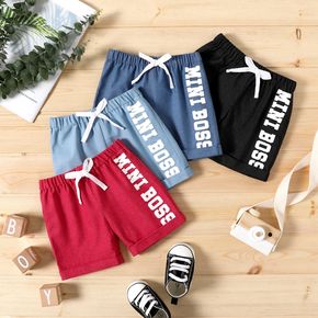 Baby Boy Letter Print Elasticized Waist Relaxed Fit Shorts