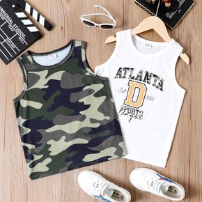 Kid Boy Letter/ Camouflage Print Tank Top