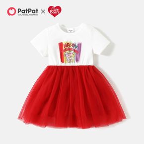 Care Bears Toddler Girl Colorblock Valentine Mesh Dress