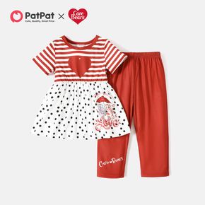 Care Bears 2-piece Toddler Girl Heart Print and Polka Dots Dress and Pants Set