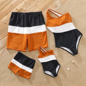 Family Matching Colorblock Splicing One Piece Swimsuit