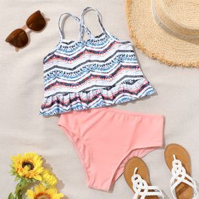 2-piece Kid Girl Stripe Cami Top and Pink Briefs Swimsuit Set