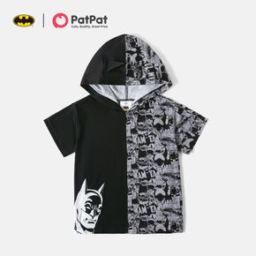Batman Kid Boy Two Tone Colorblock Hooded Short-sleeve Tee