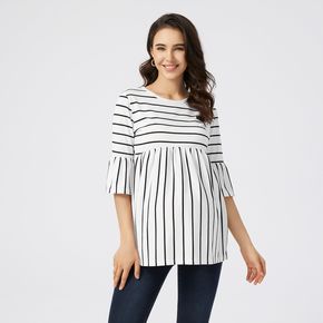 Maternity Stripe Bell Sleeves 3/4 Sleeve T-shirt