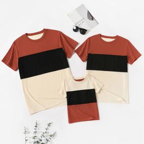 Family Matching Colorblock Splicing Round Neck Short-sleeve T-shirts
