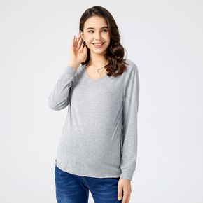 Maternity Pure Color Minimalist Long-sleeve Pullover
