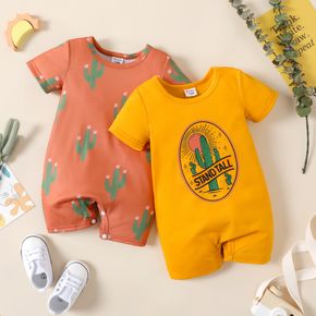 Baby Boy/Girl Cactus Print Short-sleeve Romper