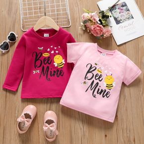 Toddler Girl Bee Letter Print Casual Tee