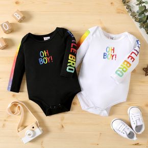 Baby Boy Rainbow Letter Print Long-sleeve Romper