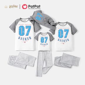 Harry Potter Family Matching Number and Letter Print Raglan Short-sleeve Striped Pajamas Sets (Flame Resistant)