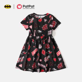 Batman Kid Girl Heart Allover Short-sleeve Dress