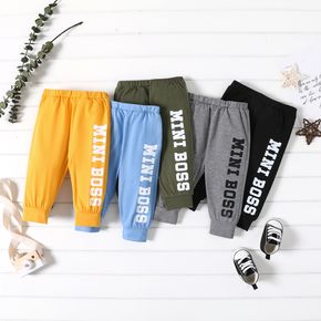 Baby Boy Letter Print Solid Sweatpants Jogger
