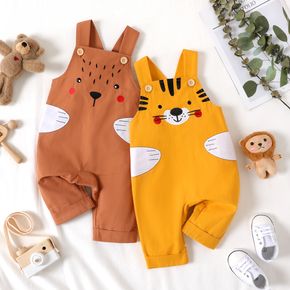 100% Cotton Baby Boy Cartoon Lion Embroidered Overalls