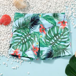 Baby Boy All Over Tropical Plant Print Swim Trunks Shorts