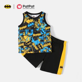 Batman 2-piece Kid Boy Allover Print Sleeveless Tee and Colorblock Shorts Set