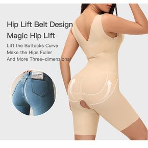Women Tummy Control Shapewear Butt Lifter Side Contractile Breast Hight Stretchy  Bodysuit Open Bust Mid Thigh Body Shaper Shorts