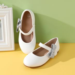 Toddler / Kid Rhinestone Bow White Mary Jane Flat Shoes