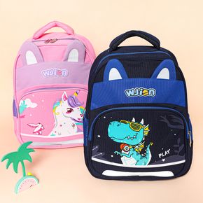 Kids Cartoon Dual Ears Dinosaur Unicorn Print Preschool Backpack Travel Backpack for Girls and Boys
