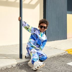 2-piece Toddler Boy/Girl Letter Print Tie Dye Sweatshirt and Pants Set