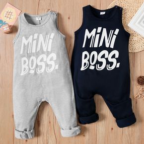Toddler Boy Casual Letter Print Sleeveless Jumpsuit