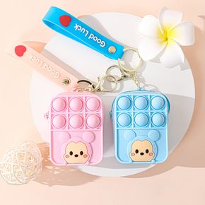 Kids Silicone Sensory Toy Cartoon Mini Coin Purse Wallet with Keychain