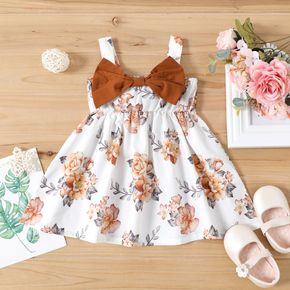 Baby Girl All Over Floral Print Sleeveless Bowknot Dress