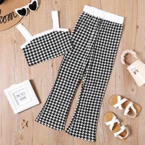 2-piece Kid Girl Houndstooth Camisole and Elasticized Flared Pants Set
