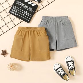 Toddler Boy Solid Color Pocket Design Waffle Shorts