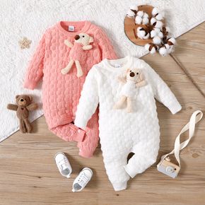 Baby Boy/Girl Teddy Bear Stuffed Toy Design Solid Knitted Long-sleeve Jumpsuit