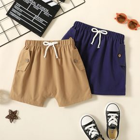 Toddler Boy Solid Color Pocket Decor Elasticized Shorts