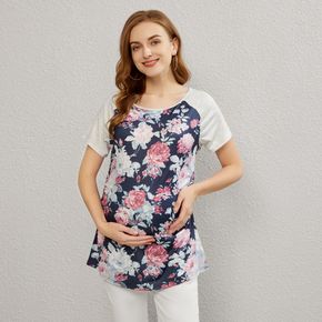 Maternity Floral Panel Short-sleeve T-shirt