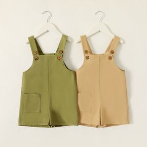Toddler Boy Solid Color Button Pocket Design Overalls