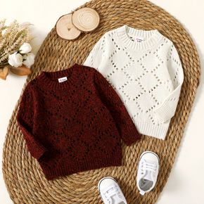 Baby Boy/Girl Solid Hollow-out Knitted Long-sleeve Pullover Sweater
