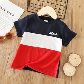 Toddler Boy Casual Letter Print Colorblock Tee