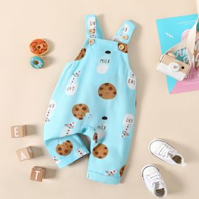 Baby Boy/Girl All Over Milk Bottle and Cookie Print Blue Overalls