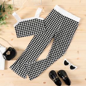 2-piece Kid Girl Houndstooth Camisole and Elasticized Flared Pants Set