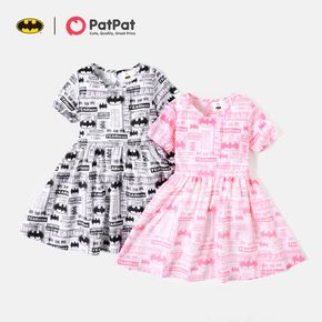 Batman Kid Girl Letter Allover Print Short-sleeve Dress