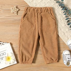 Baby Boy/Girl Solid Corduroy Joggers Pants with Pockets