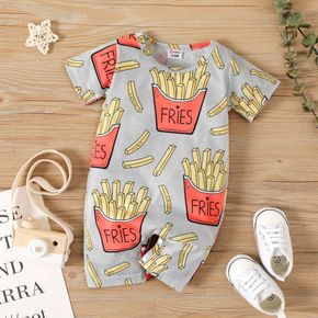 Baby Boy Allover French Fries Print Short-sleeve Romper