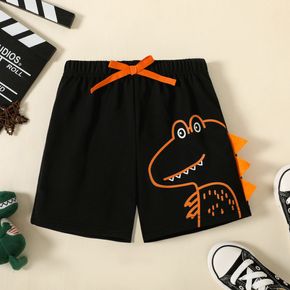Toddler Boy  Animal Dinosaur Print Spike Design Elasticized Black Shorts