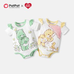 Care Bears Baby Boy/Girl Cartoon Bear Print Ruffle Short-sleeve Romper