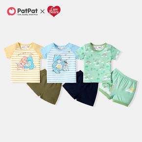 Care Bears 2pcs Baby Boy/Girl Cartoon Bear Print Short-sleeve T-shirt and Shorts Set