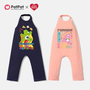Care Bears Toddler Boy/Girl Letter Print Backless Sleeveless Cotton Jumpsuit