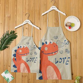 Cartoon Dinosaur Print Lace-up Apron for Mom and Me