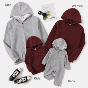 Family Matching Solid Cable Knit Textured Long-sleeve Hoodies