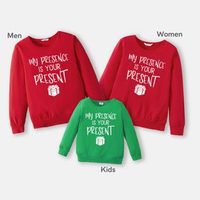 Christmas Present Box and Letter Print Family Matching Long-sleeve Sweatshirts