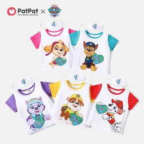 Paw Patrol Kurzarm-T-Shirt und Gesichtsmaske für Jungen/Mädchen in Farbblock-Optik