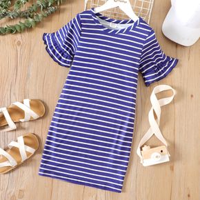 Kid Girl Stripe Ruffled Short-sleeve Dress