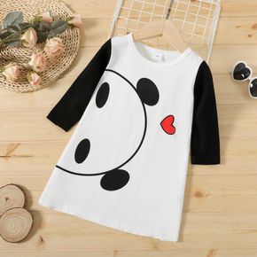 Panda Print 3/4 Sleeve Black and White Toddler Pajamas Home Dress
